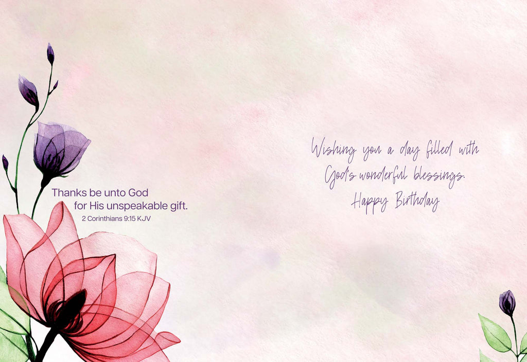 Christian Birthday Cards by Shared Blessings-Transparent Floral, Box of 12 Assorted Birthday Cards