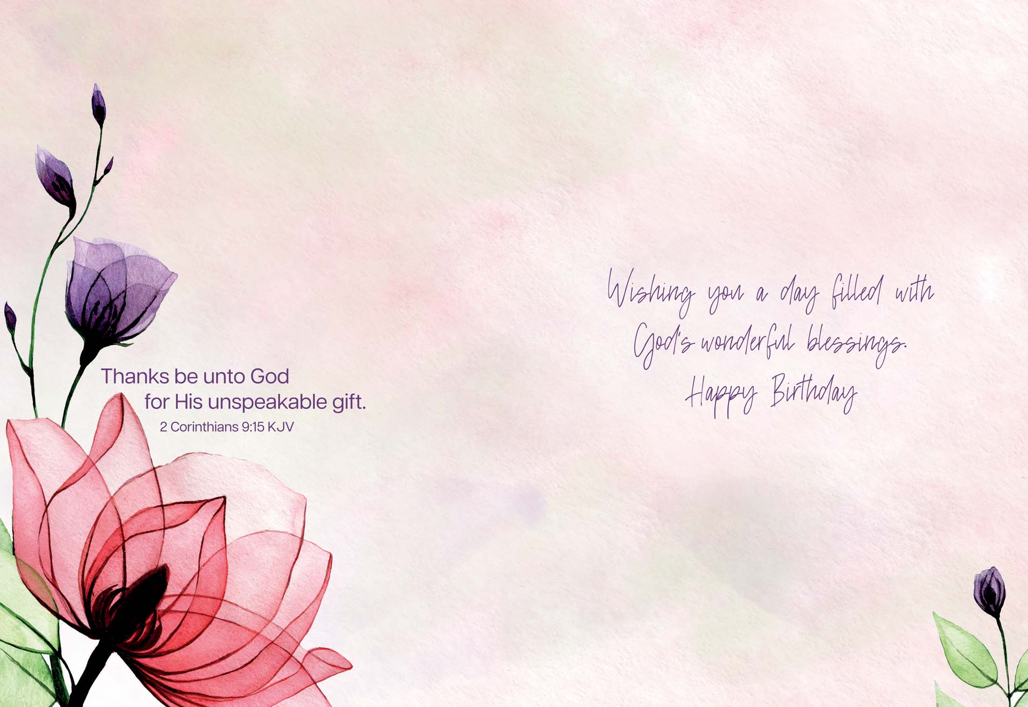 Christian Birthday Cards by Shared Blessings-Transparent Floral, Box of 12 Assorted Birthday Cards