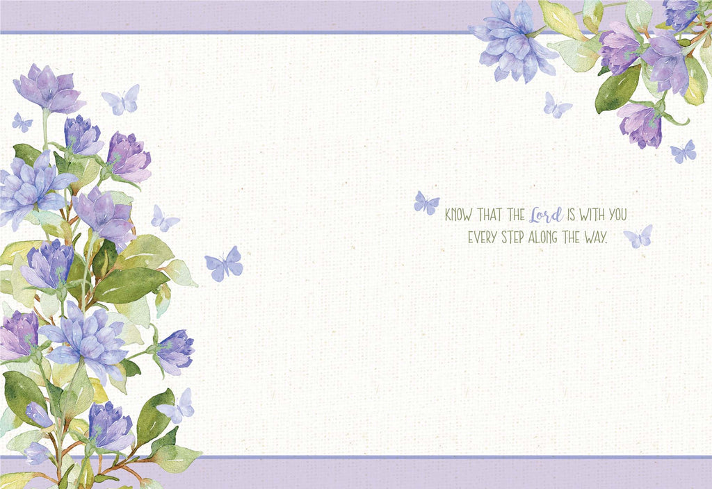 Floral design with butterflies and inspirational text on a white background