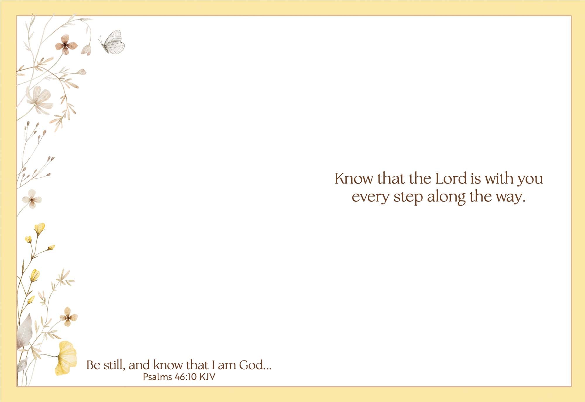 Motivational card with floral design and inspirational quote on a white background
