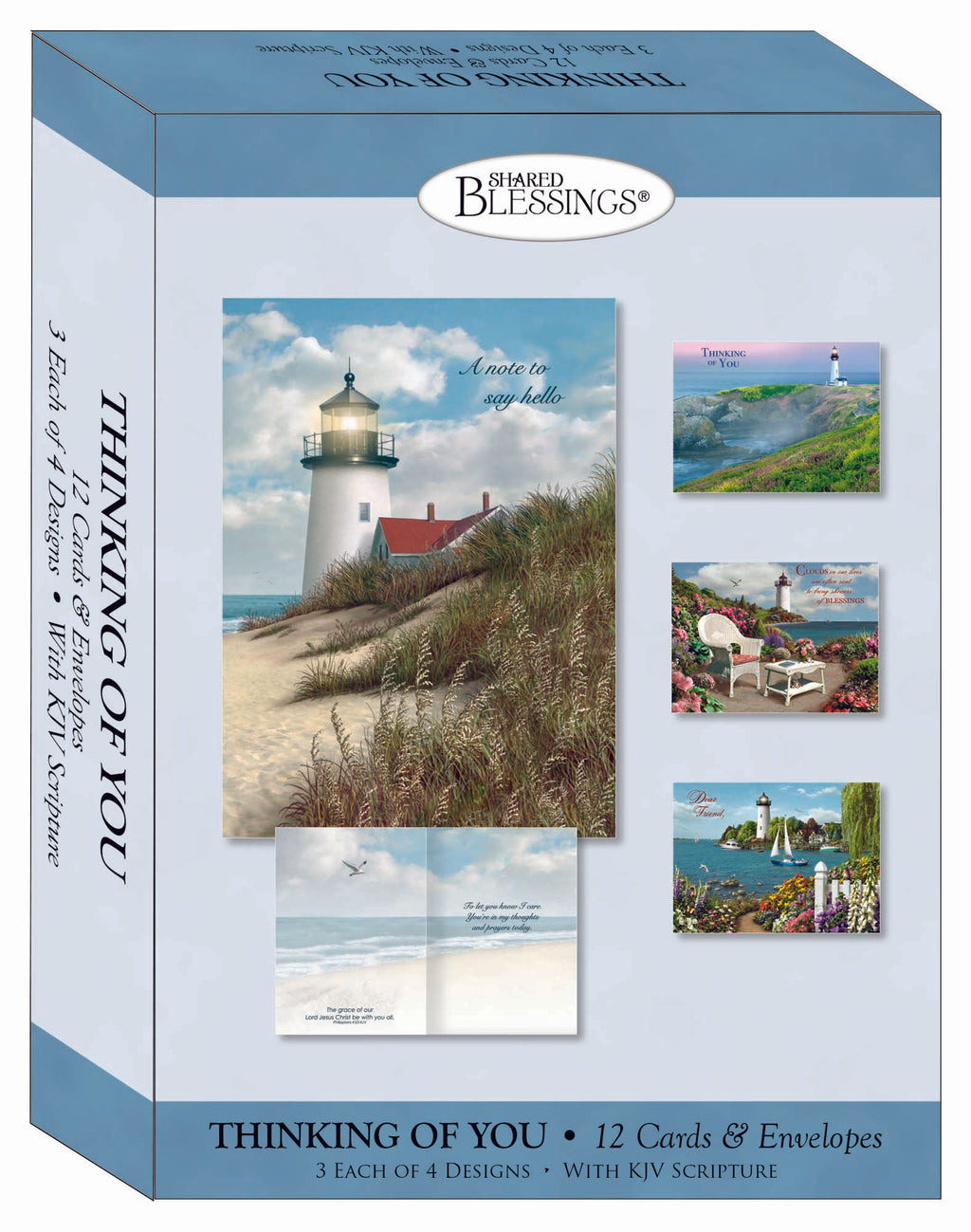 Christian Thinking of You Cards by Shared Blessings- Coastal 12 Cards and Envelopes
