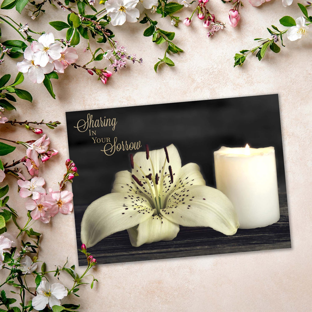 Christian Sympathy Cards by Shared Blessings- Candles, 12 Cards and Envelopes