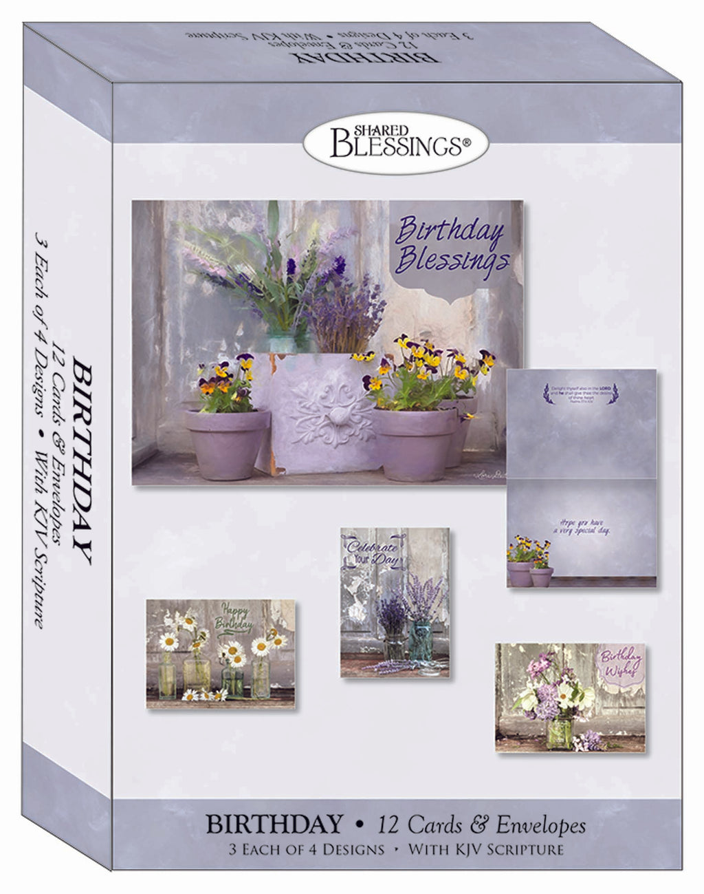 Christian Birthday Cards by Shared Blessings- Floral Celebration, Box of 12 Birthday Cards