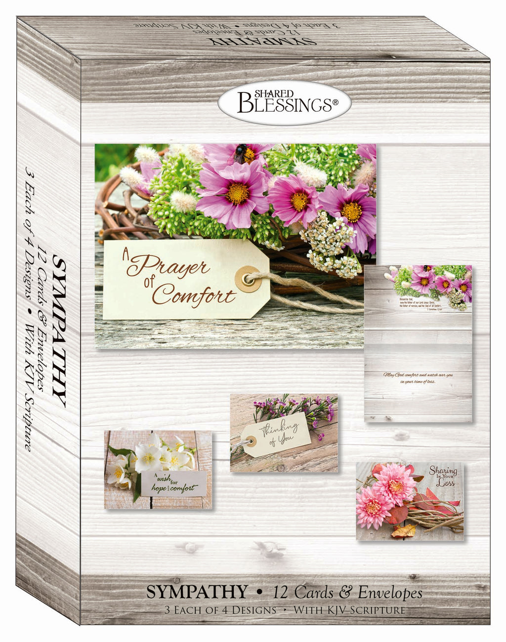 Christian Sympathy Cards by Shared Blessings | Rustic Flowers | 12 Boxed Sympathy Cards