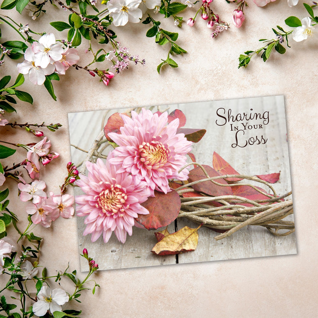 Christian Sympathy Cards by Shared Blessings | Rustic Flowers | 12 Boxed Sympathy Cards