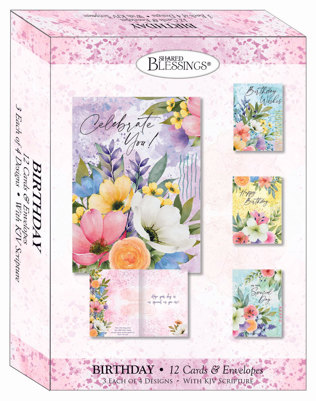 Beautifully illustrated floral themed birthday birthday card assortment