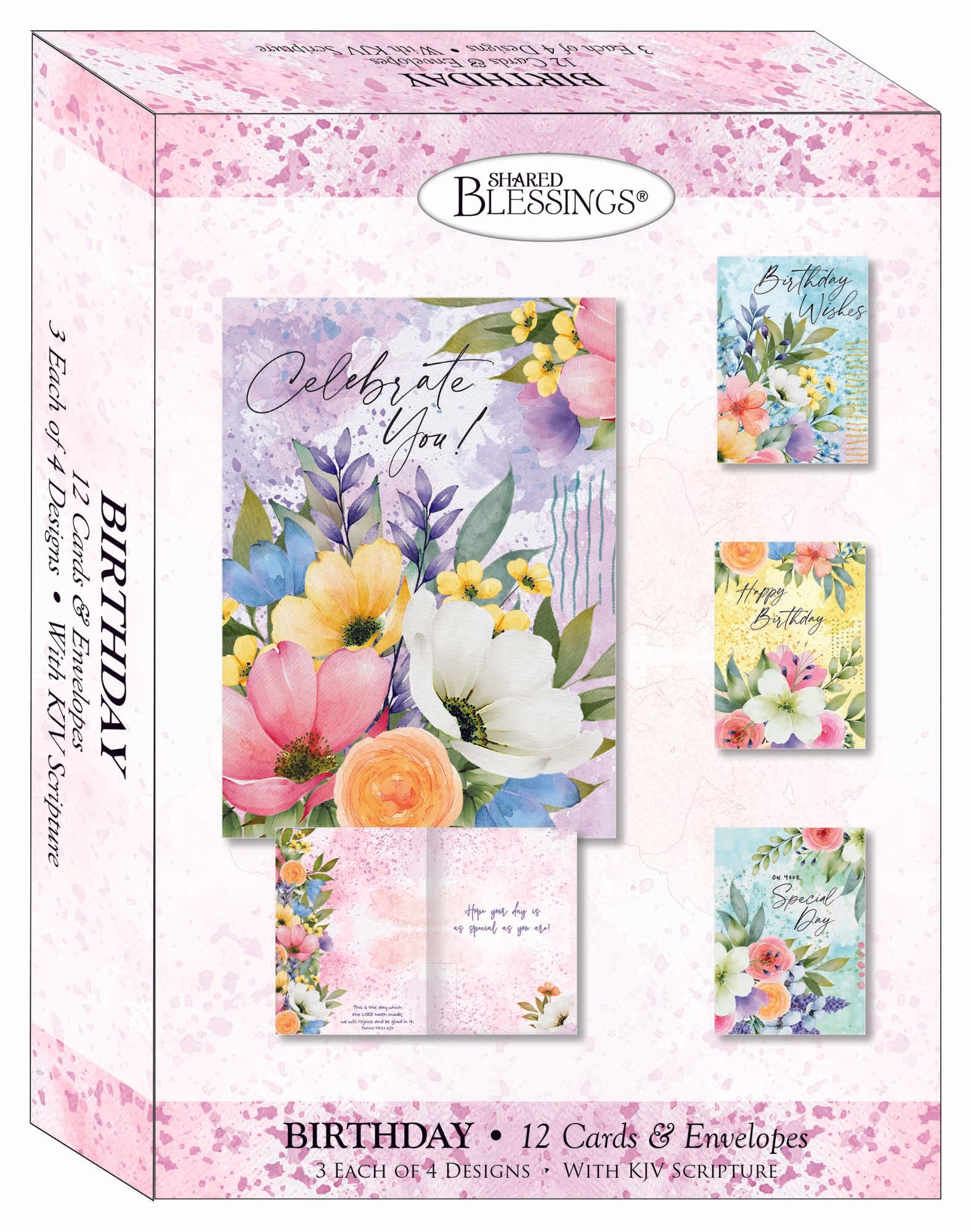 Beautifully illustrated floral themed birthday birthday card assortment