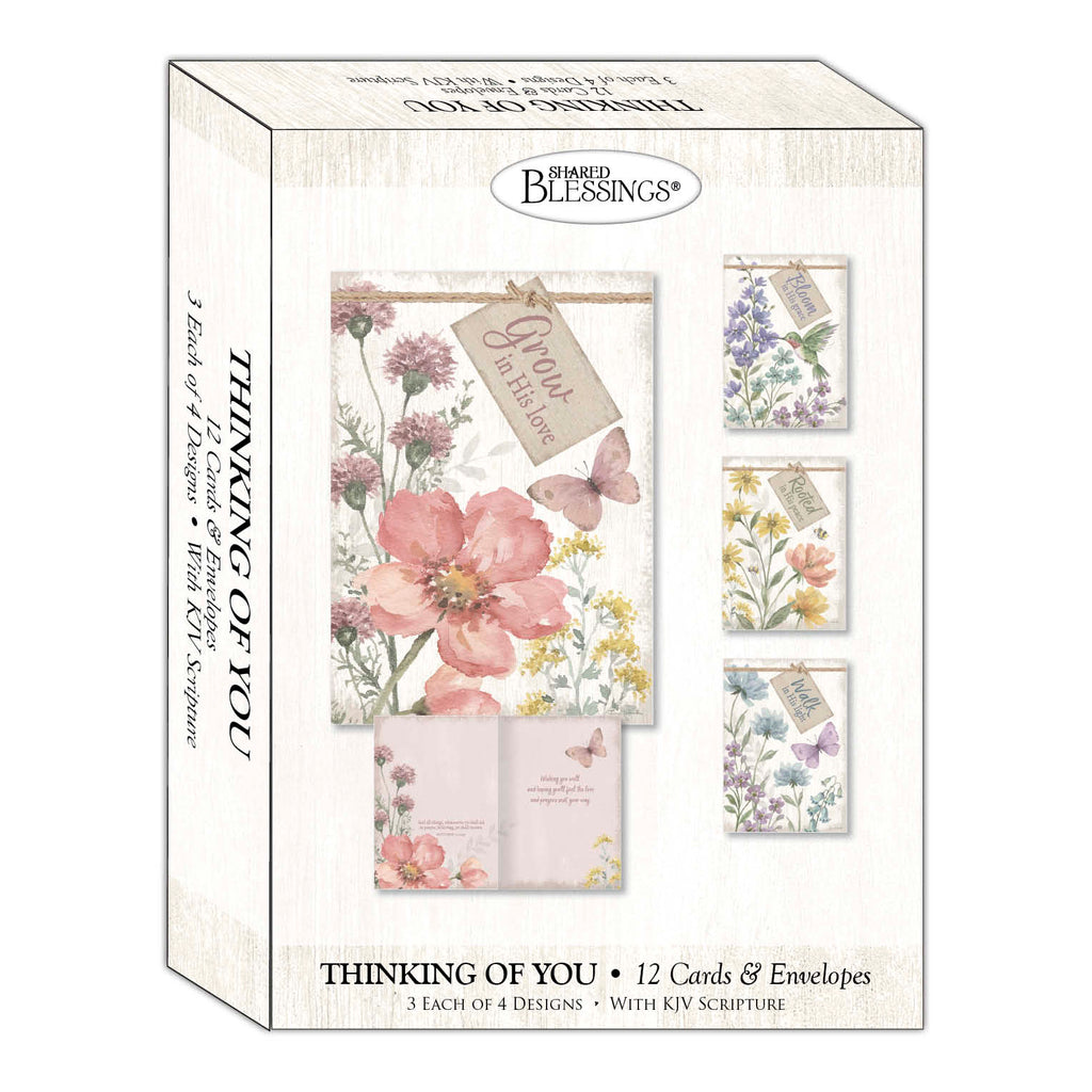 Christian Thinking of You Cards by Shared Blessings, Peaceful Garden, 12 Cards