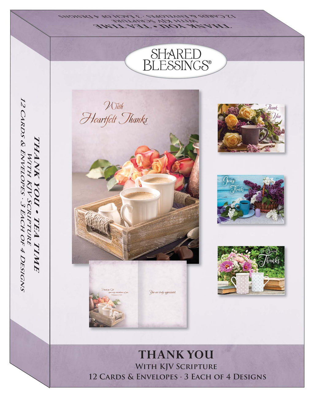 Christian Thank You Cards by Shared Blessings, Tea Time, 12 Boxed Greeting Cards