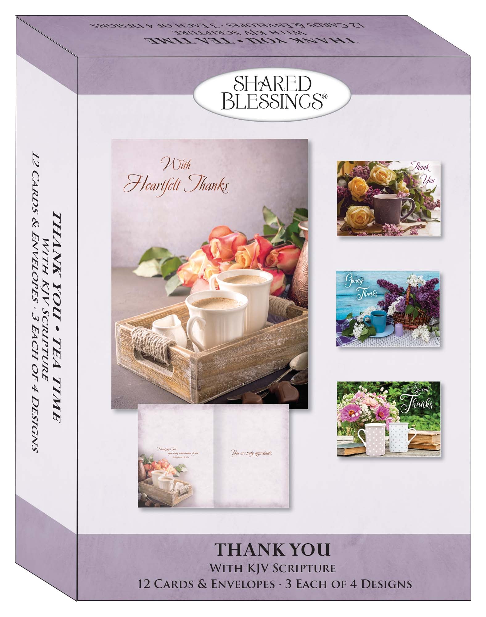 Christian Thank You Cards by Shared Blessings, Tea Time, 12 Boxed Greeting Cards