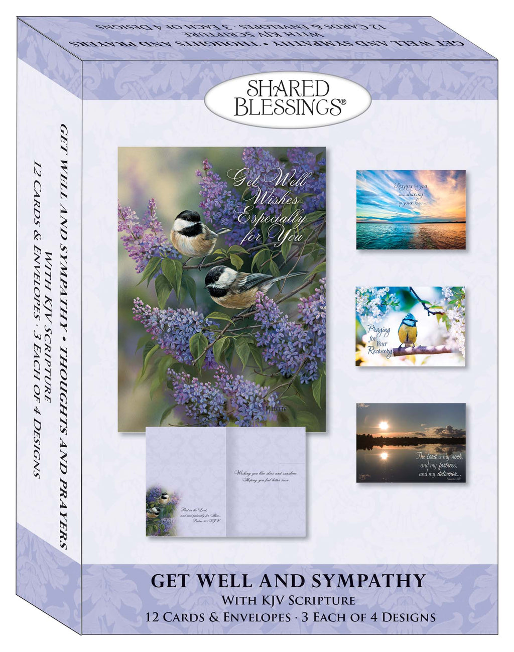 Christian Get Well Cards by Shared Blessings -Thoughts and Prayers - 12 Assorted Get Well Cards