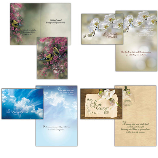 Occasions Get Well and Sympathy - Box of 12 Assorted Get Well and Sympathy Cards by Shared Blessings