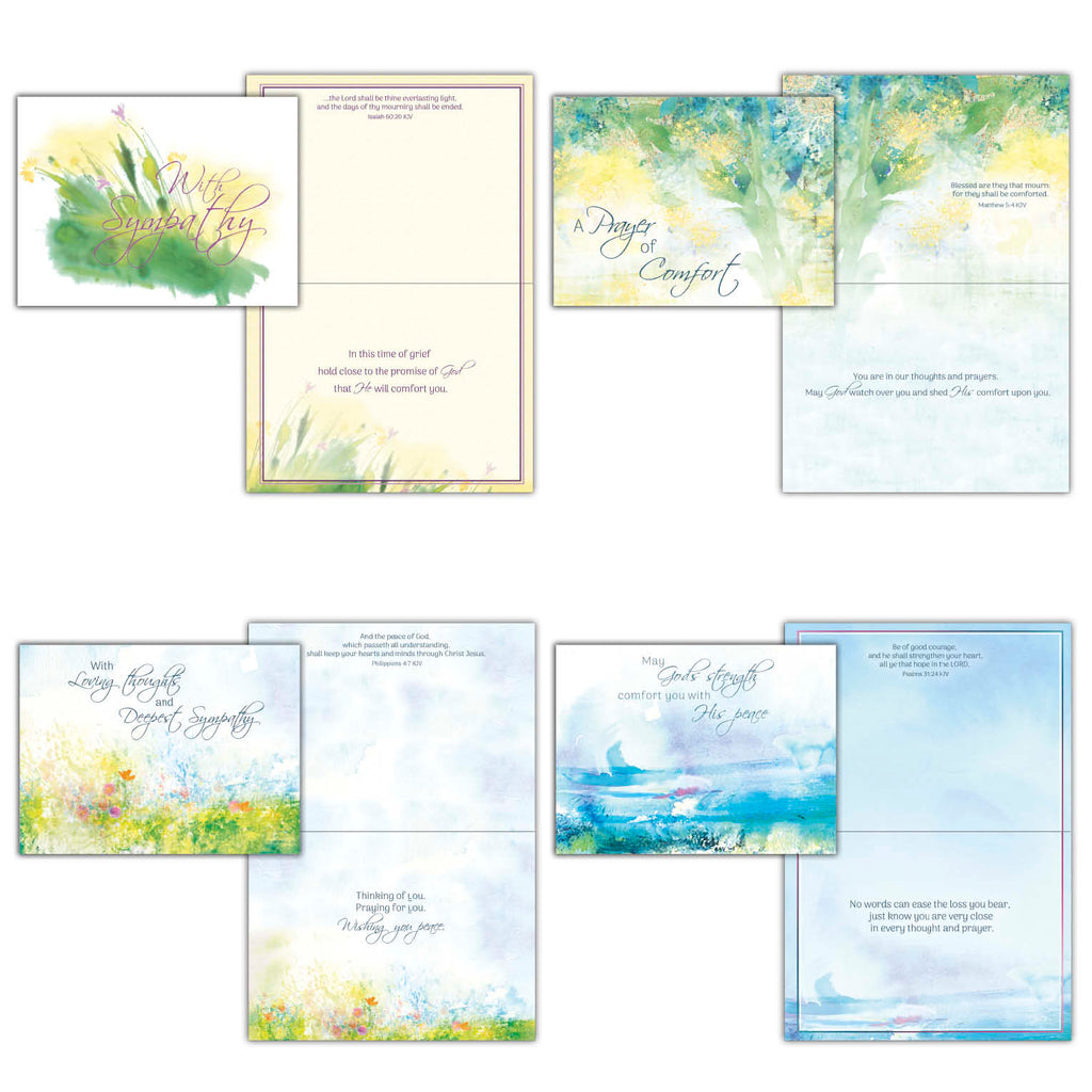 Christian Sympathy Cards by Shared Blessings. Watercolor Seaside | 12 Cards