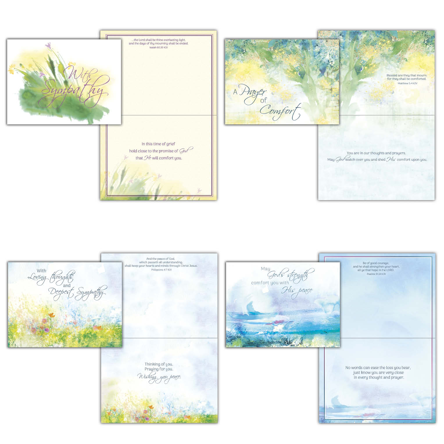 Christian Sympathy Cards by Shared Blessings. Watercolor Seaside | 12 Cards