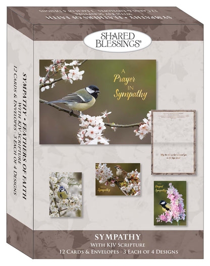 Feathers of Faith - Box of 12 Assorted Sympathy Cards by Shared Blessings