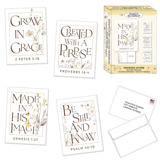 Religious Thinking of You Cards with Scripture | Light for the Journey 12 Cards and Envelopes