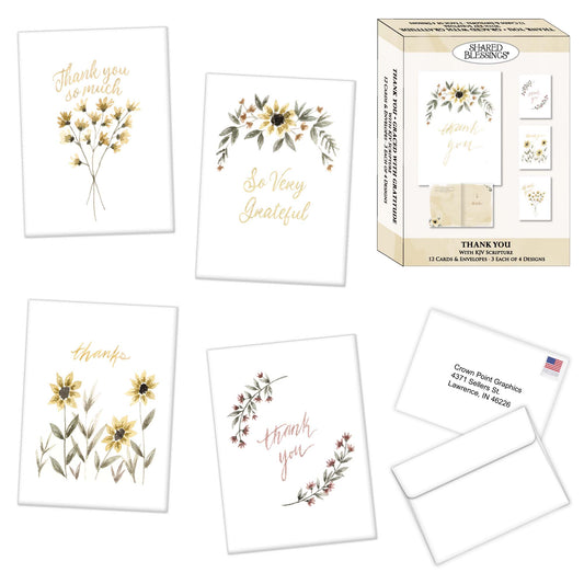 Religious Thank You Cards with Scripture |  Graced with Gratitude 12 Cards and Envelopes