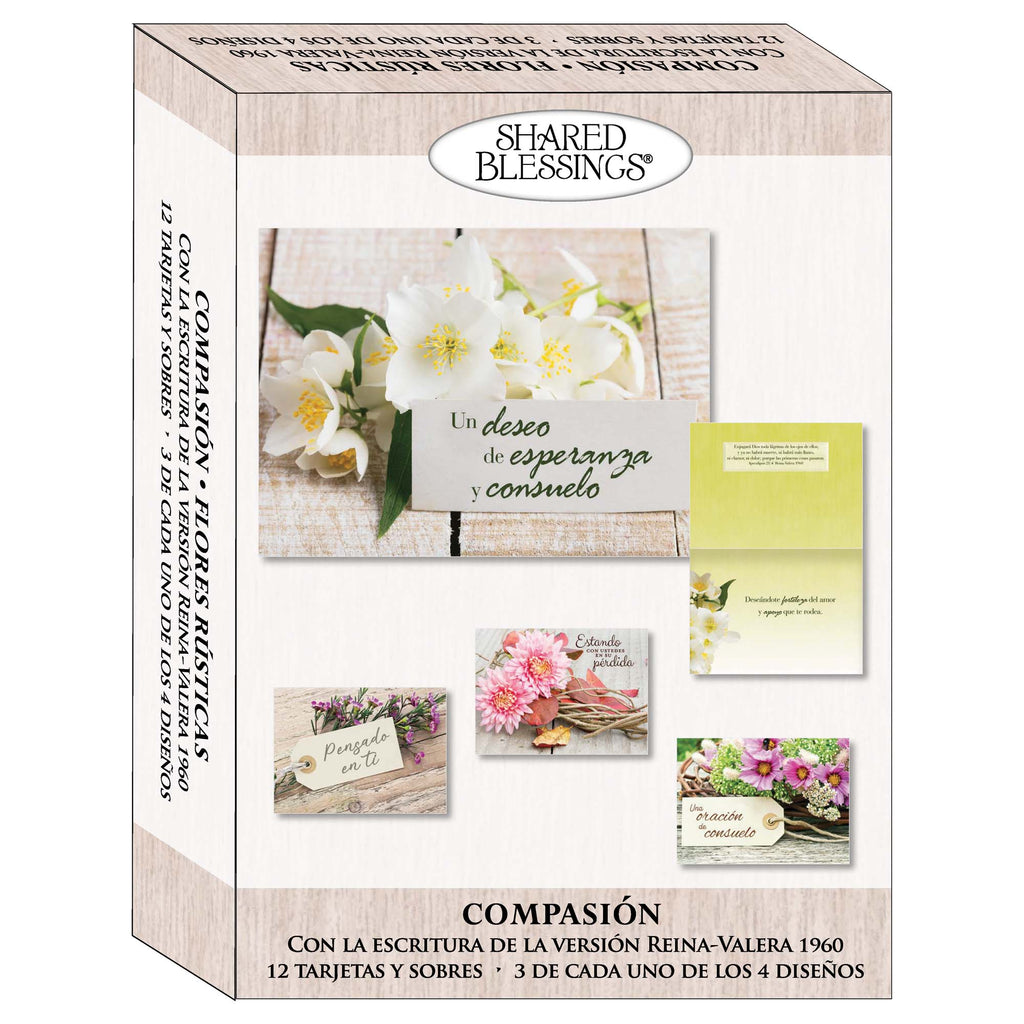 Christian Spanish Sympathy Cards by Shared Blessings, Flores Rústicas