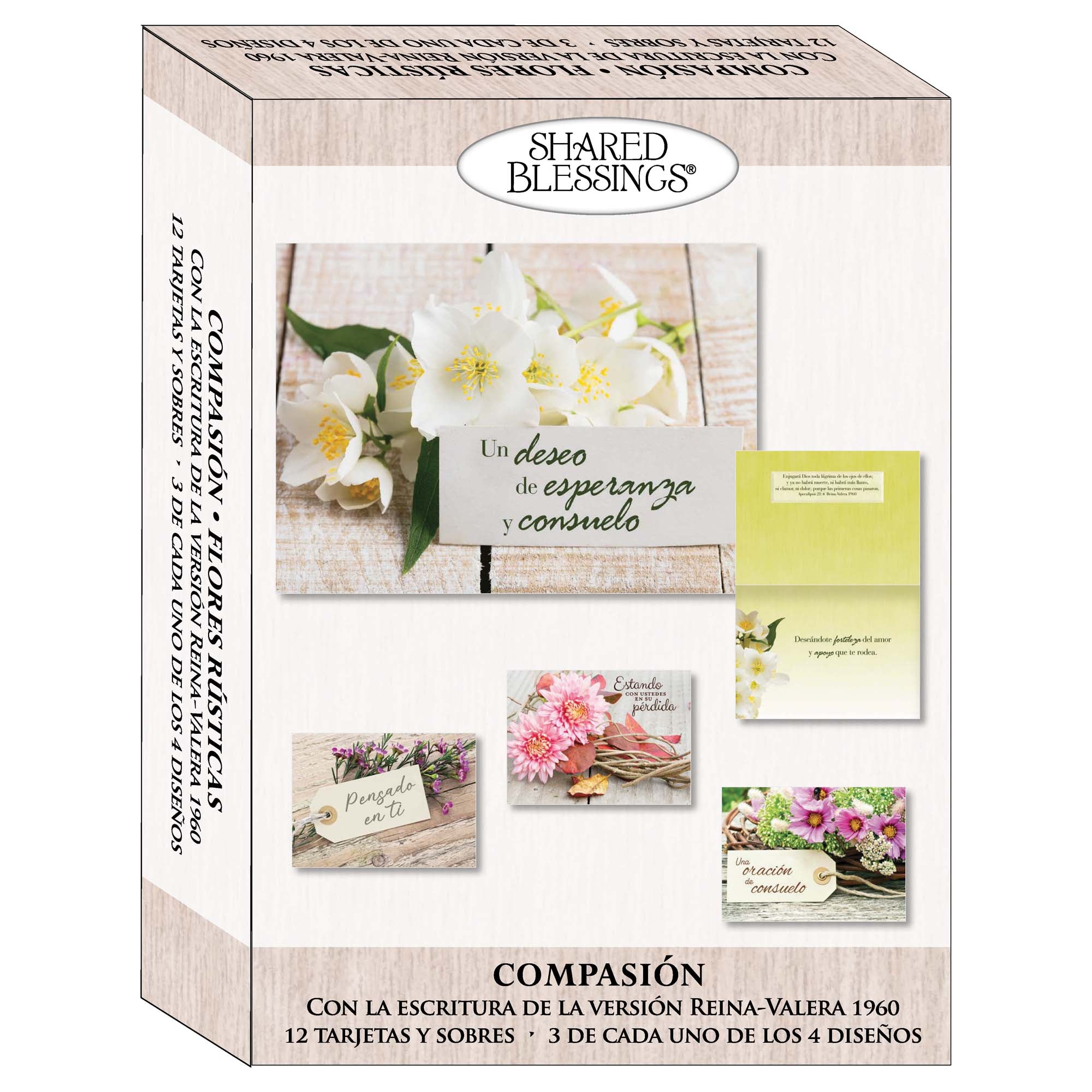Christian Spanish Sympathy Cards by Shared Blessings, Flores Rústicas