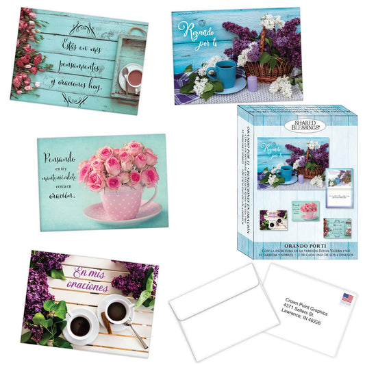 Religious Praying for You Cards in Spanish with Scripture | Bendiciones en Oración 12 Cards and Envelopes
