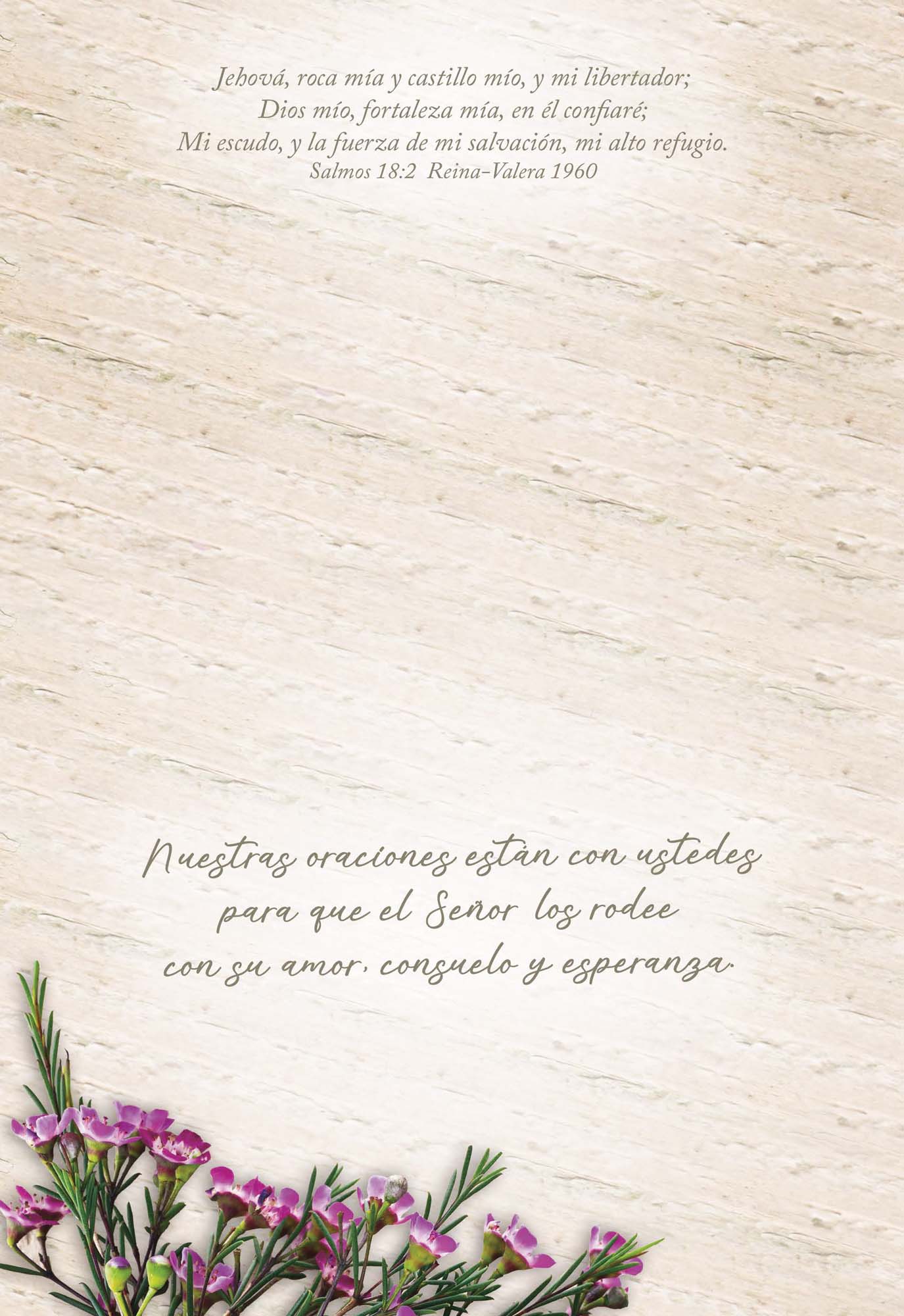 Christian Spanish Sympathy Cards by Shared Blessings, Flores Rústicas
