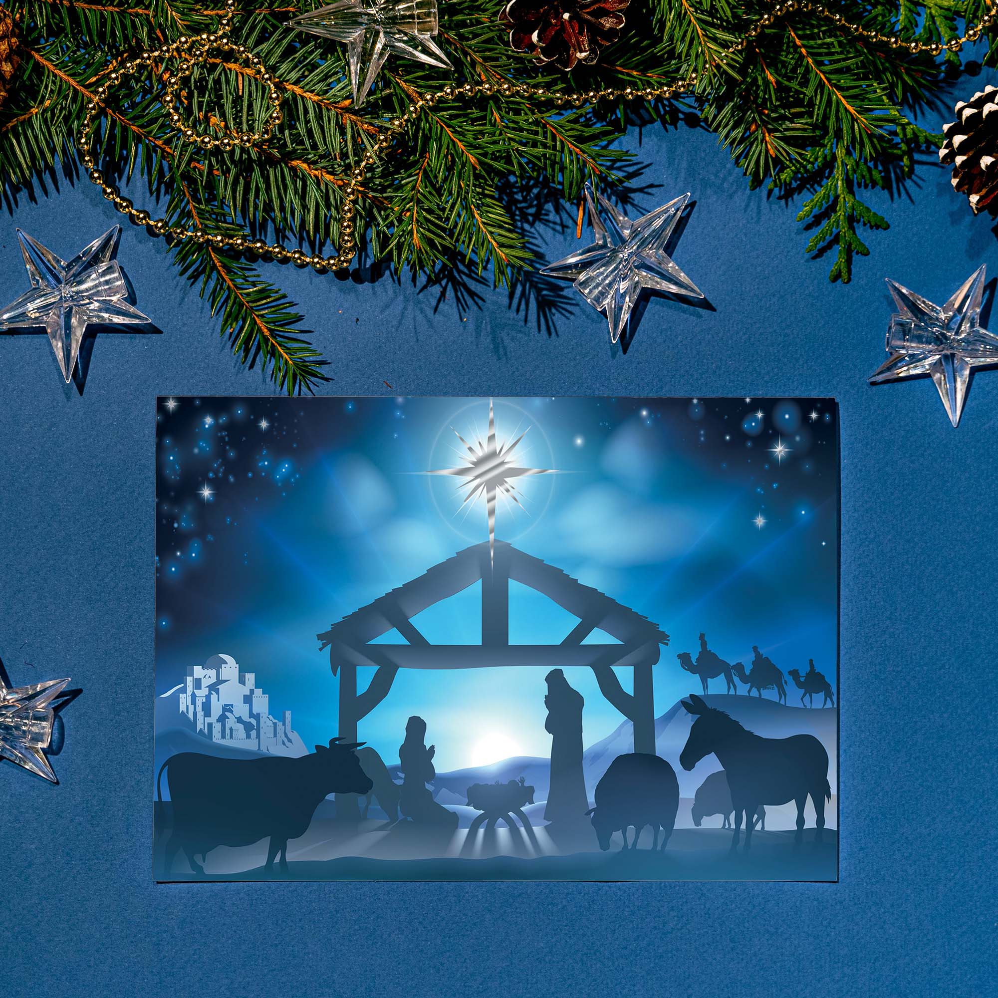 Shared Blessings | Blue Sky Nativity Boxed Christian Christmas Cards, 18 Count