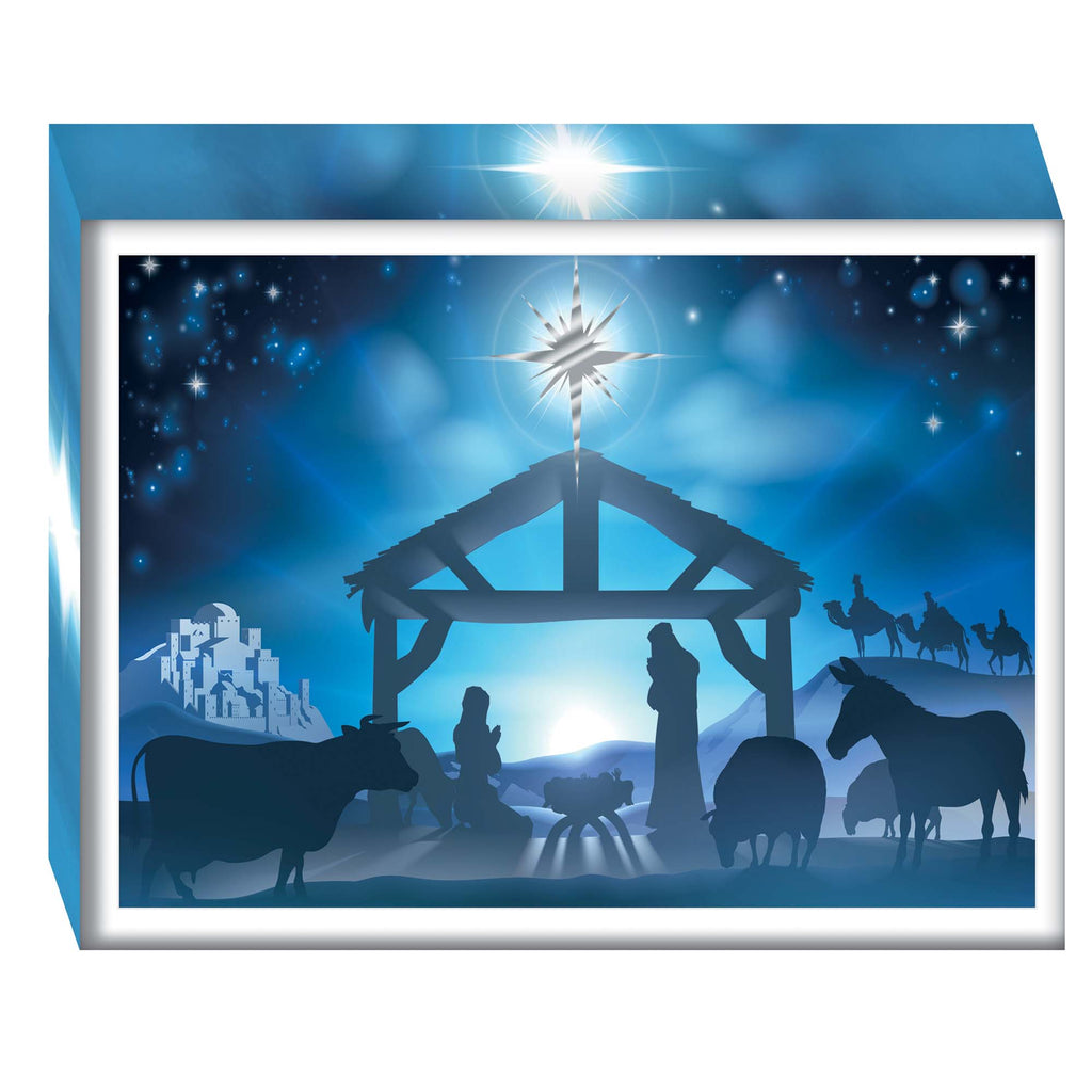 Shared Blessings | Blue Sky Nativity Boxed Christian Christmas Cards, 18 Count