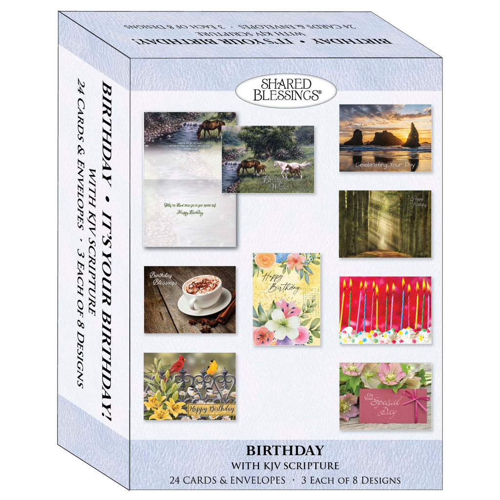Christian Birthday Cards by Shared Blessings - It's Your Birthday, 24 Cards and Envelopes