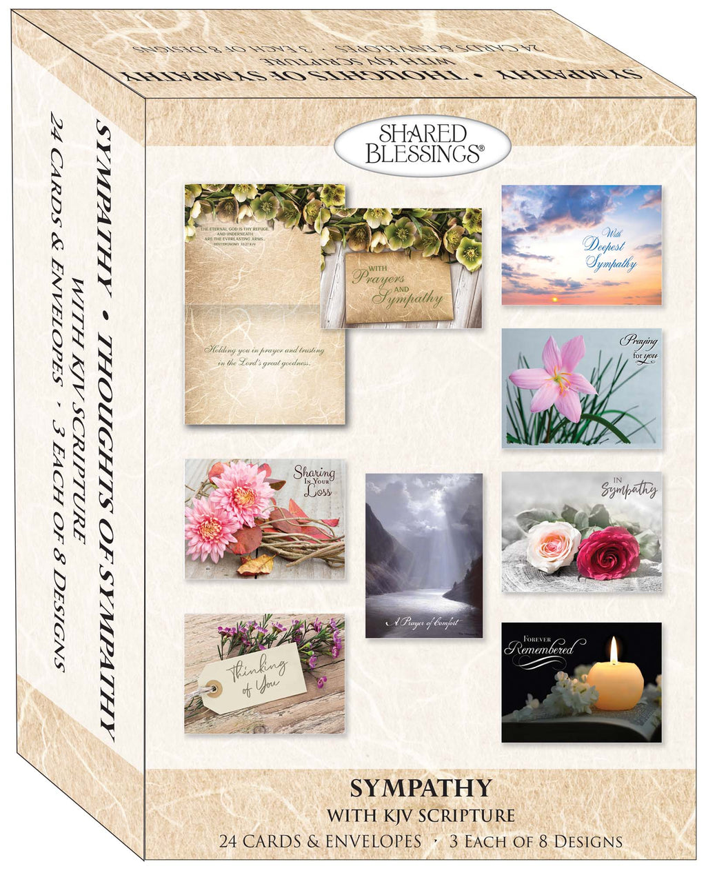 Religious Sympathy Cards | Thoughts of Sympathy - Box of 24 Assorted Sympathy Cards by Shared Blessings