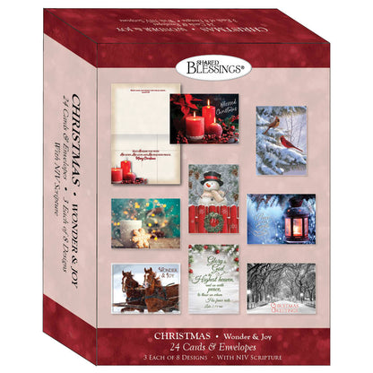 Large Boxed Christmas Card Assortment- Wonder and Joy - 24 cards and envelopes