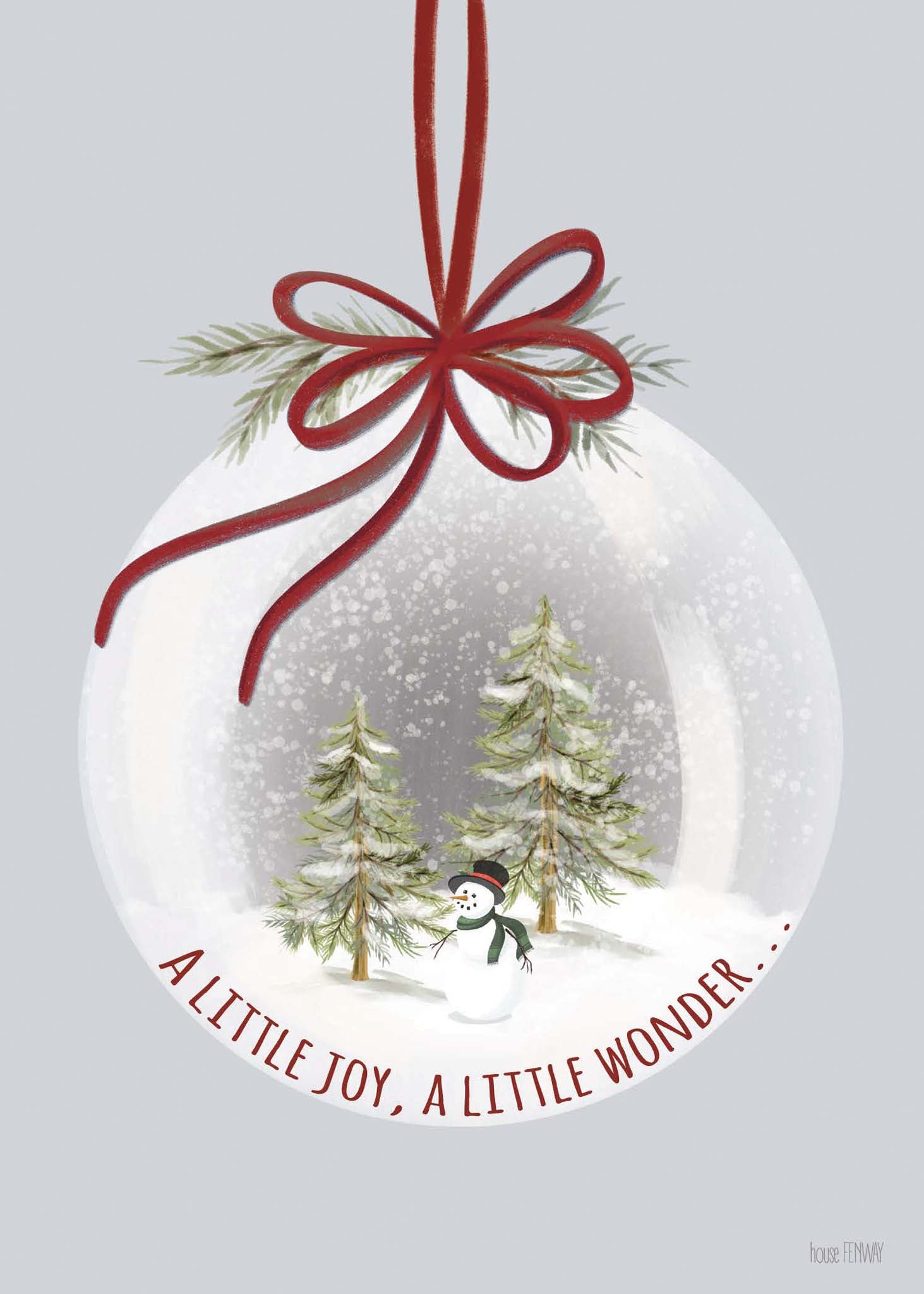 Front of card Christmas Snow Globe with Trees