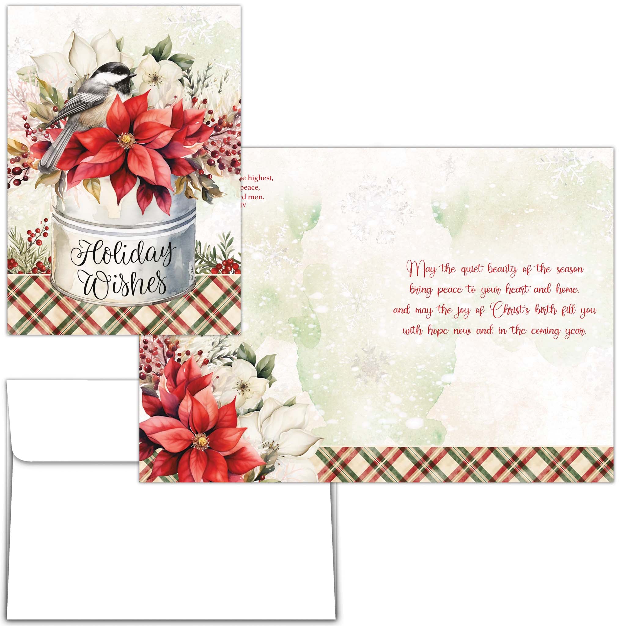 Front and interior of Christian Christmas greeting card