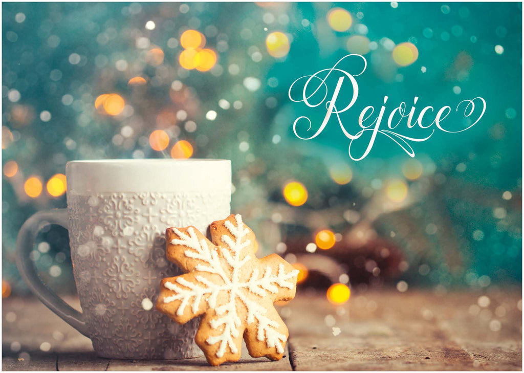 Front of Religious Christmas Card with Coffee Cup