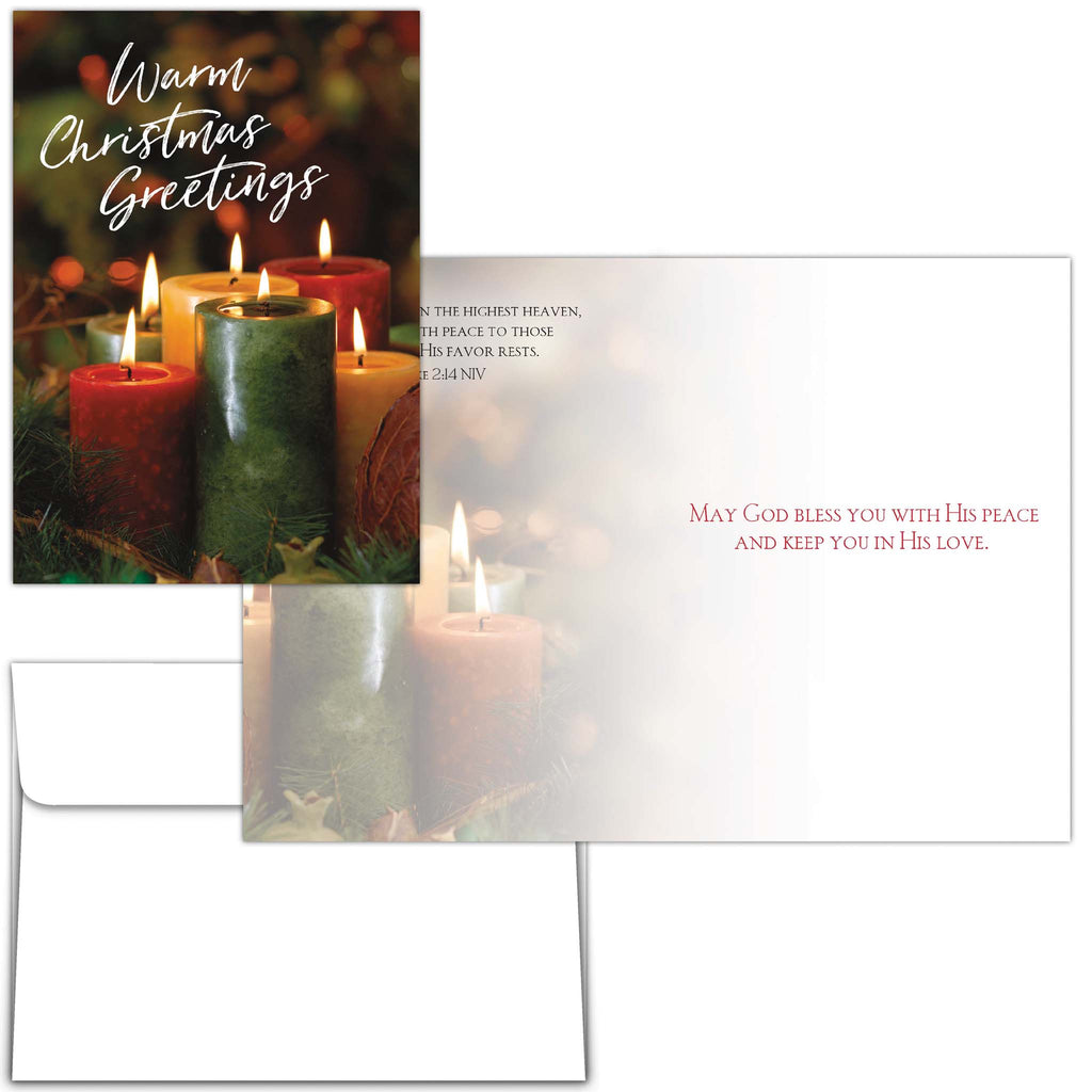 Christmas Card Front and Interior with Candles