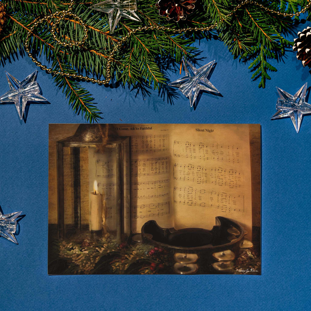 Christian Hymn Christmas Card with Blue Background