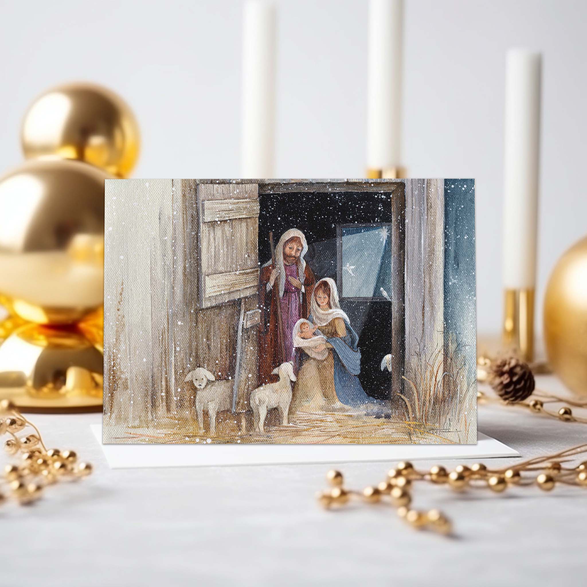 Christmas card on table 