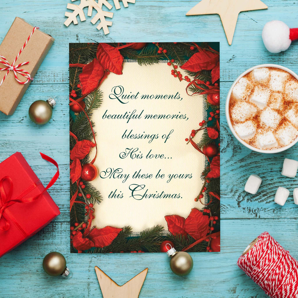 Christian Christmas Card with background of Hot Chocolate and Presents
