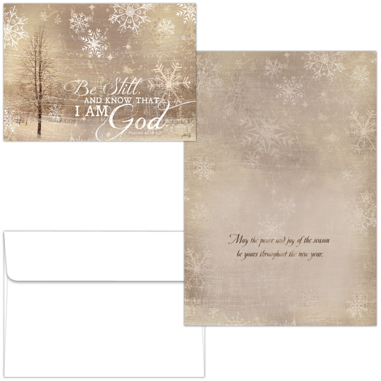 Religious Christmas Card with KJV Scripture,  Be Still and Know  – Shared Blessings