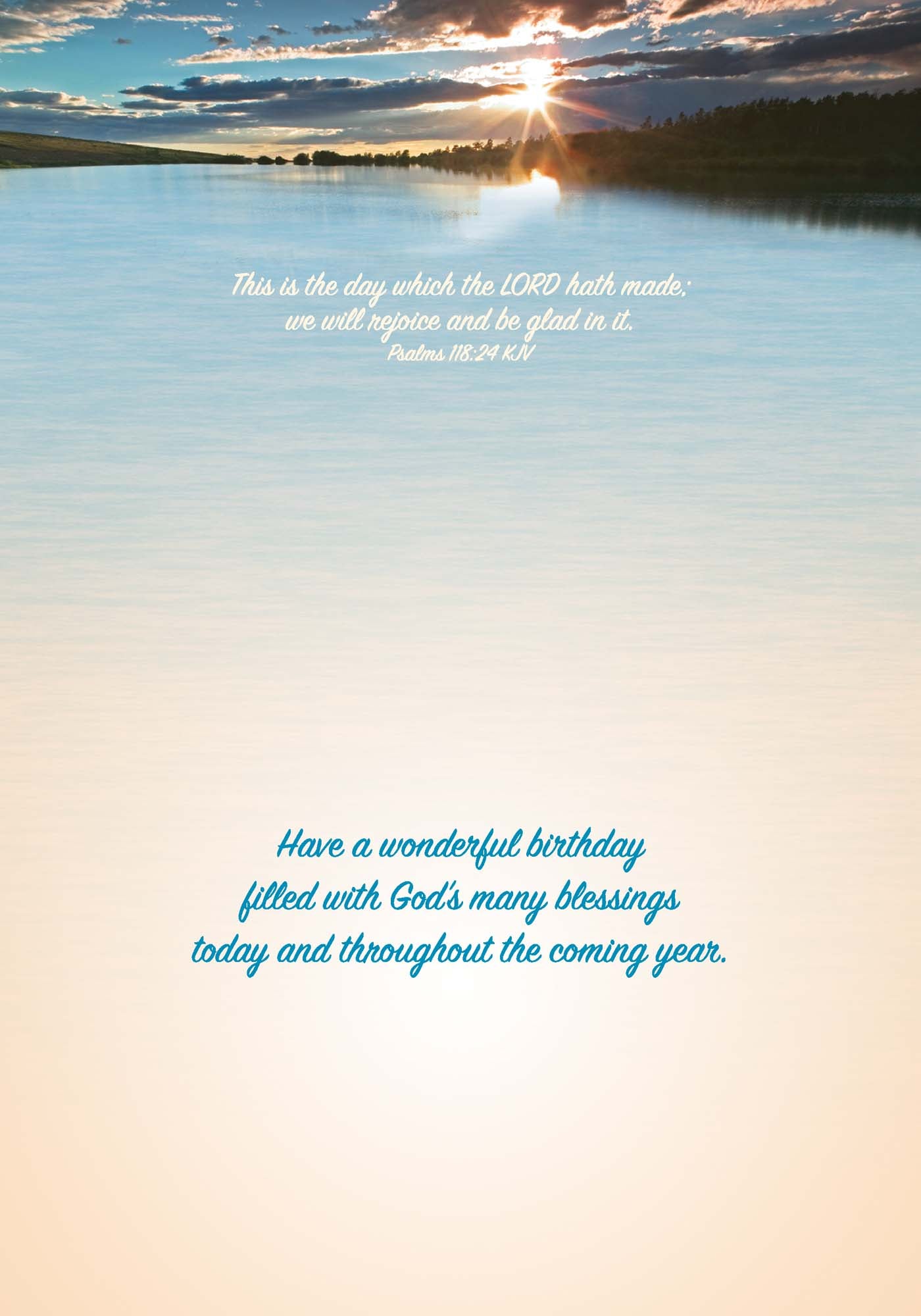 Sunset over a lake with inspirational text overlay