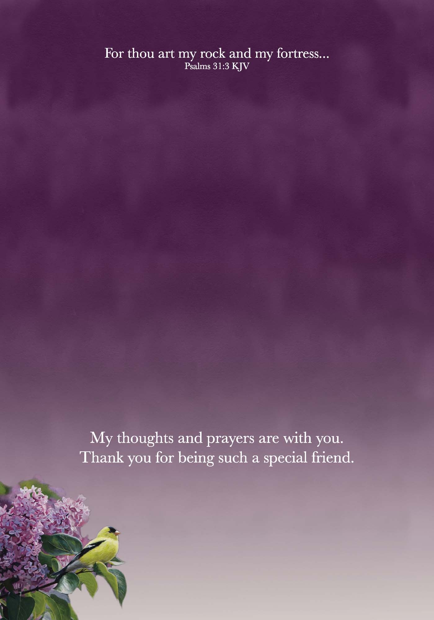 Christian Thinking of You Card | Goldfinch and Lilac