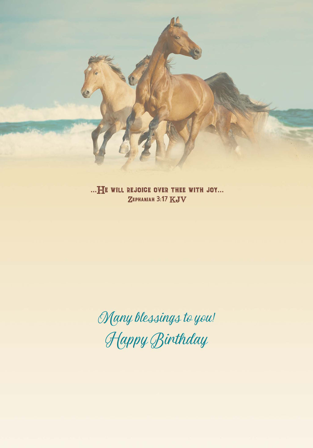 Christian Birthday Card | Horses Running by the Ocean