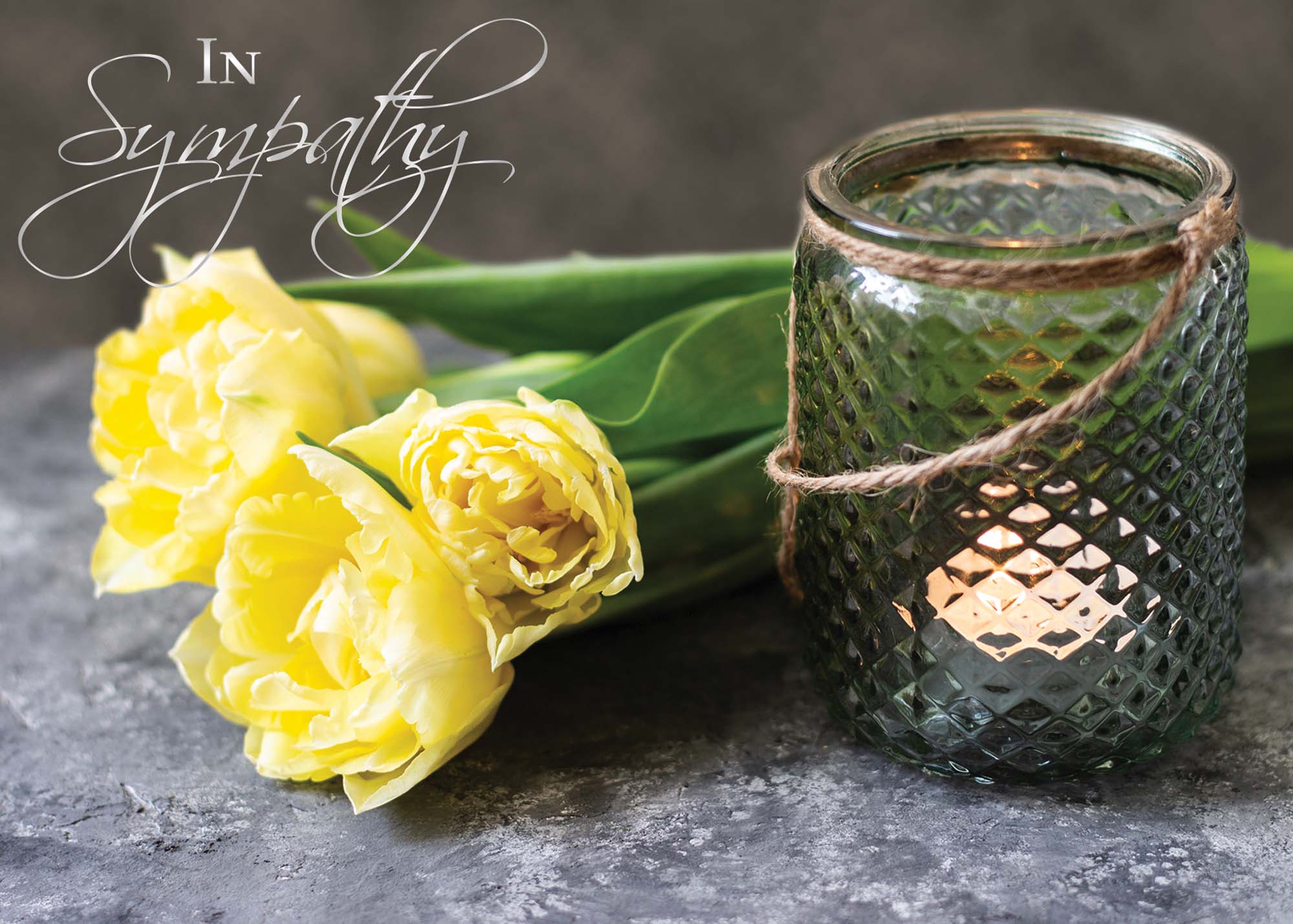 Religious Sympathy Card | Candle and Yellow Flowers