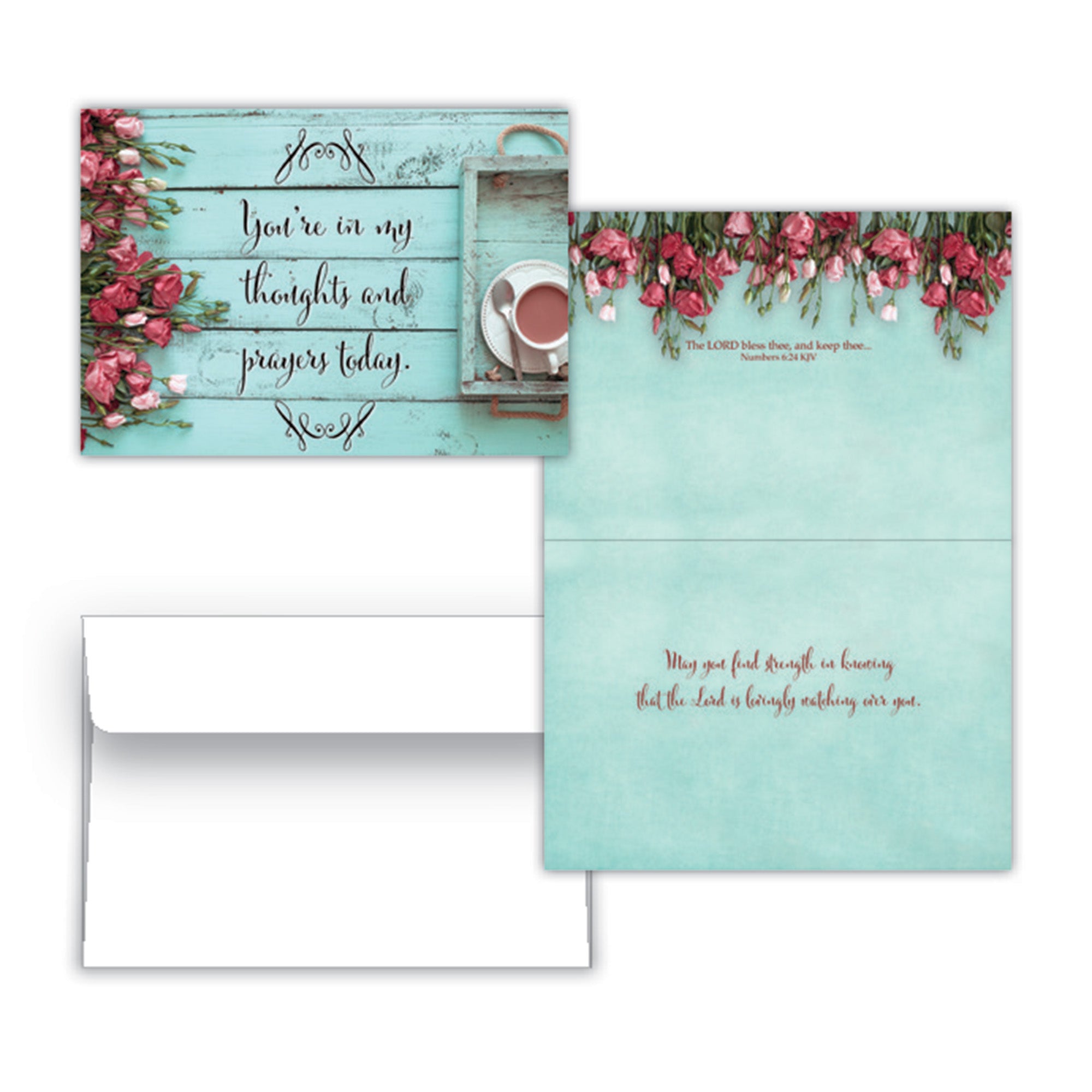 Stationery set with floral design and text on a white background
