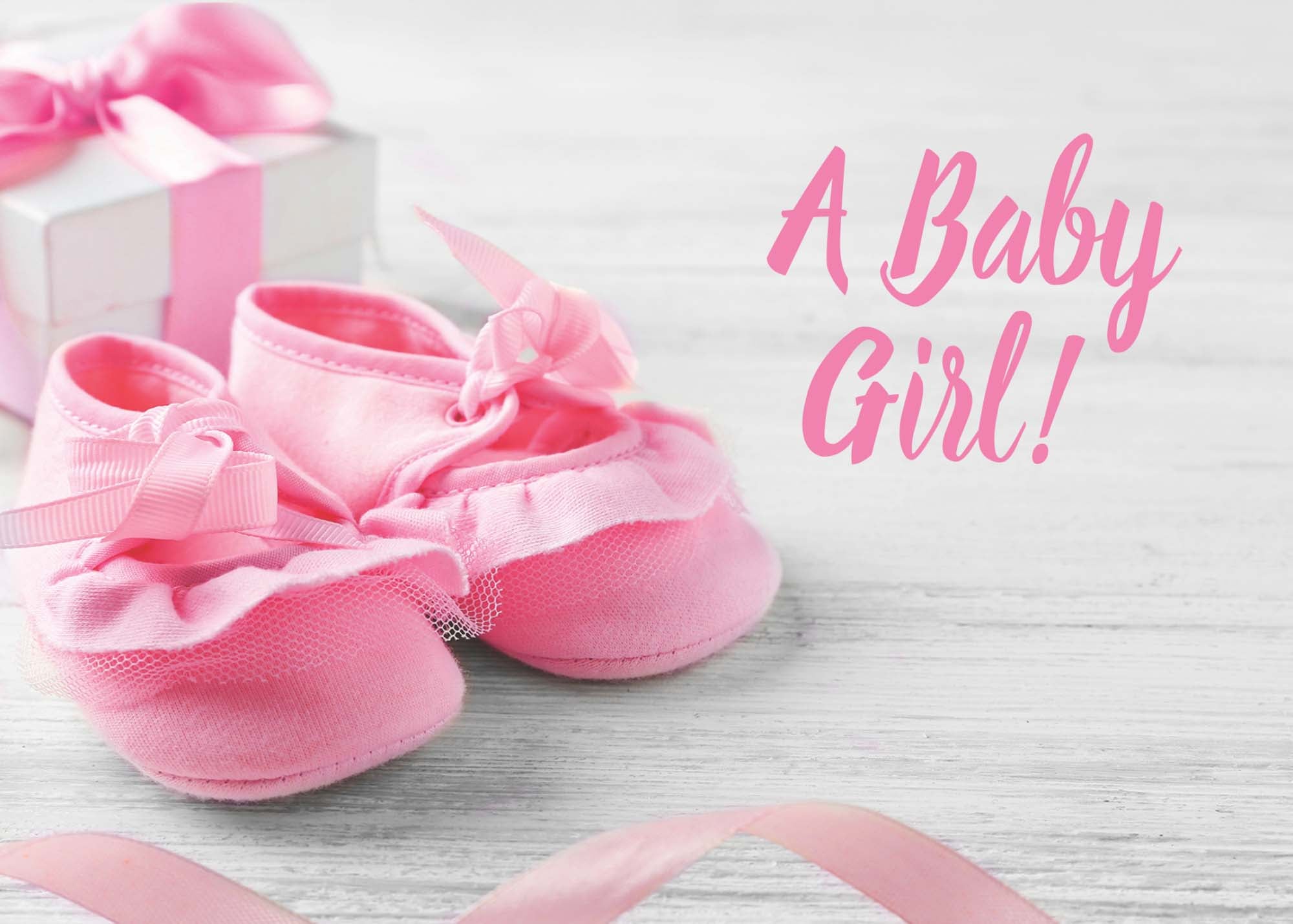 New Baby Girl Card with Bible Verse – Pink Booties Design