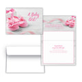 New Baby Girl Card with Bible Verse – Pink Booties Design