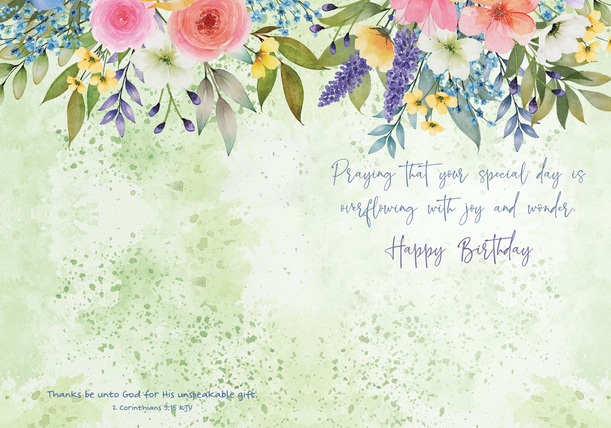 Floral design with祝福语 on a light green background