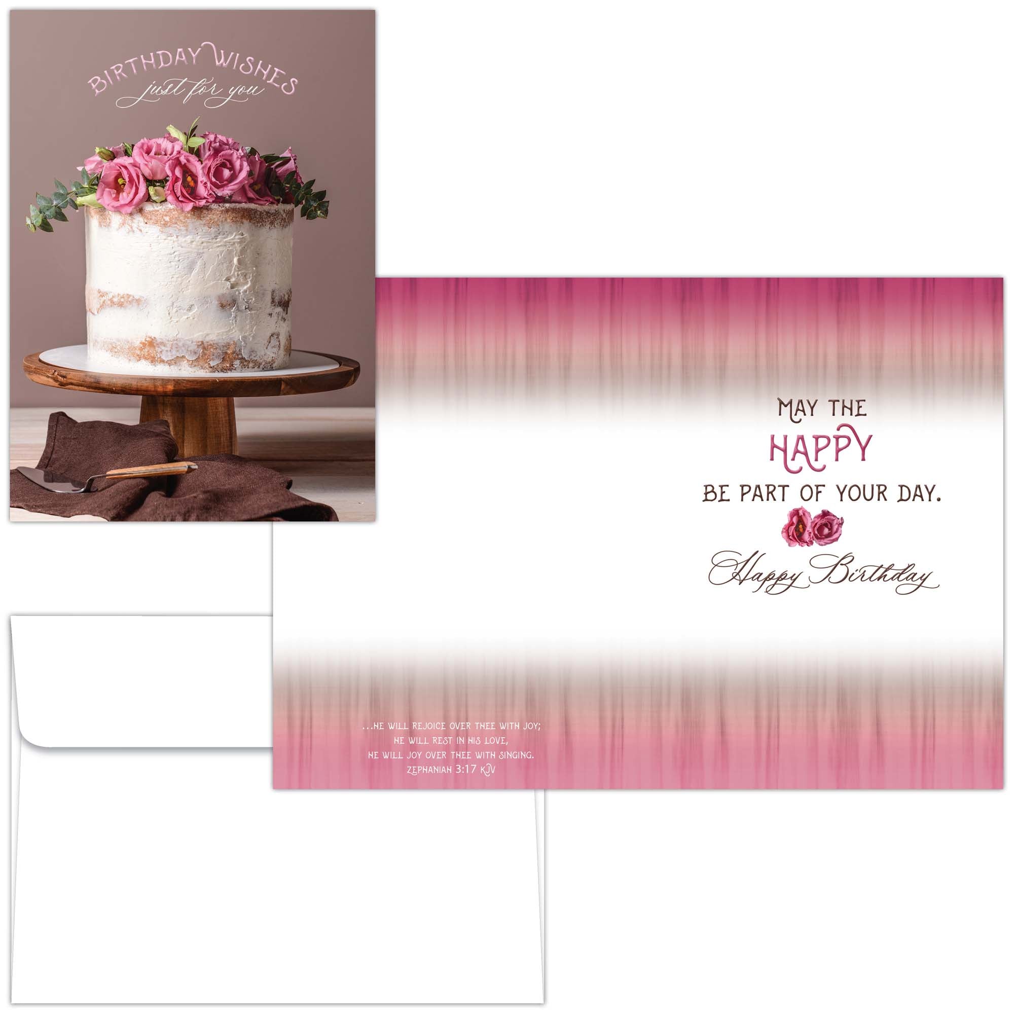 Shared Blessings Christian Birthday Card – Floral Cake & Scripture