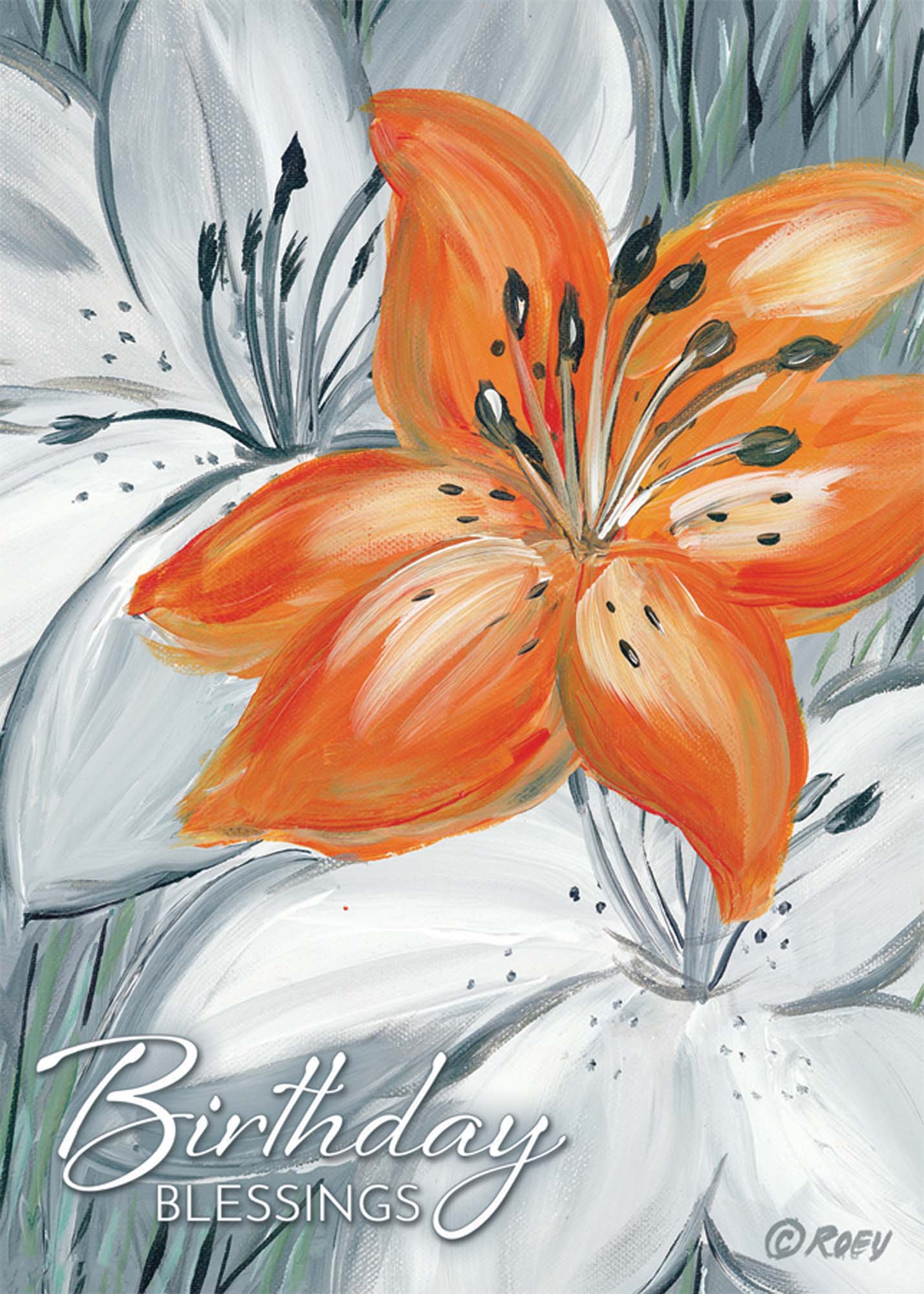 Birthday Blessings Christian Card with Psalm 20:4 – Tiger Lily in Orange