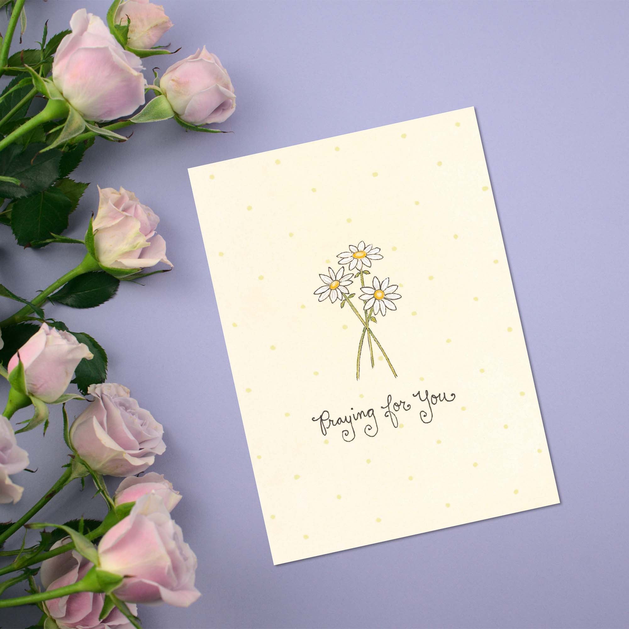 Praying For You – Religious Sympathy Card With Daisies