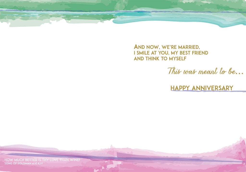 Christian Anniversary Card – “This Was Meant To Be” Watercolor Design